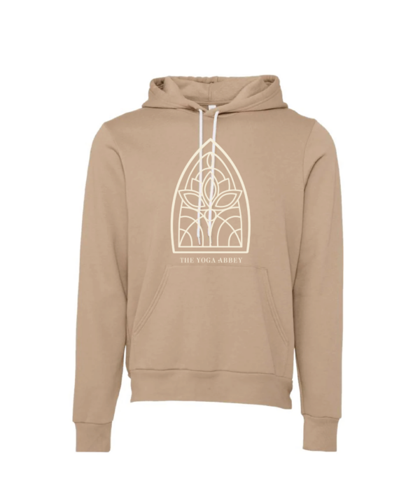 The Yoga Abbey logo hoodie in tan