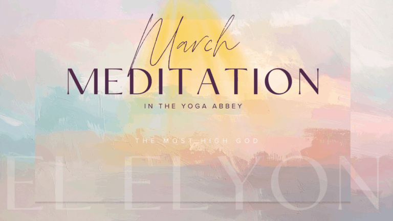 March 2026 Meditation El Elyon Pink, Orange and Sky Blue, and light purple Background