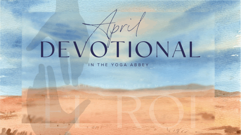 April 2026 Devotional El Roi Blue Sky with Orange Sand Lane and hand reaching down to hand reaching up