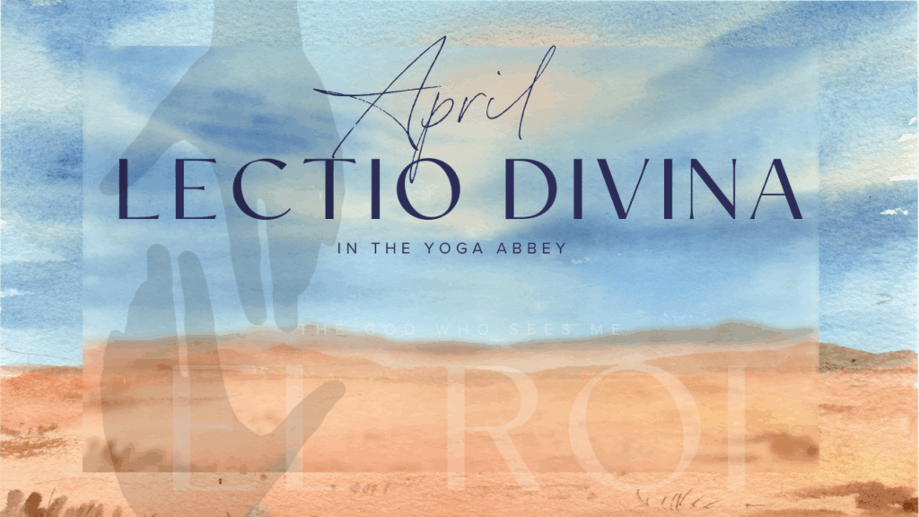 April 2026 Lectio Divina El Roi Blue Sky with Orange Sand Lane and hand reaching down to hand reaching up