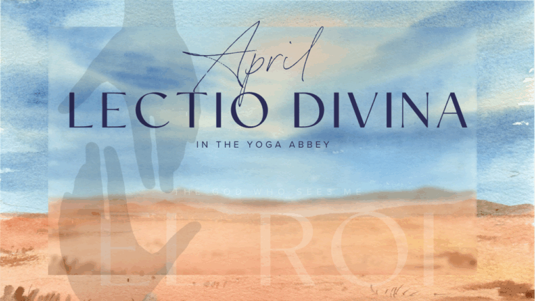 April 2026 Lectio Divina El Roi Blue Sky with Orange Sand Lane and hand reaching down to hand reaching up