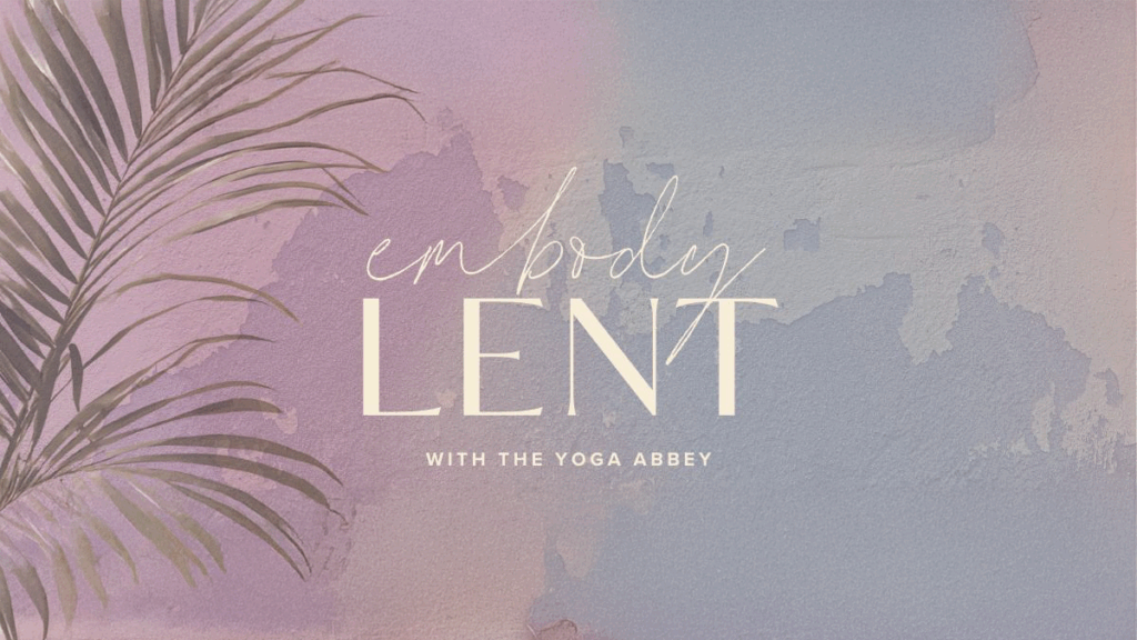 Embody Lent Video Cover Purple and blue background with palm leaf