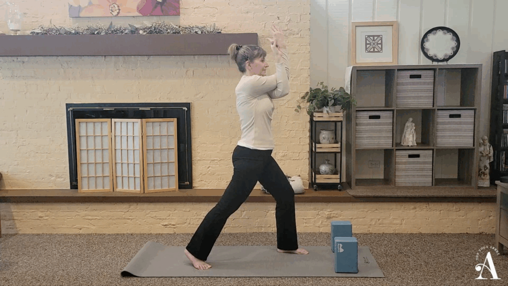 Dimitra in Crescent Lunge with Eagle Arms