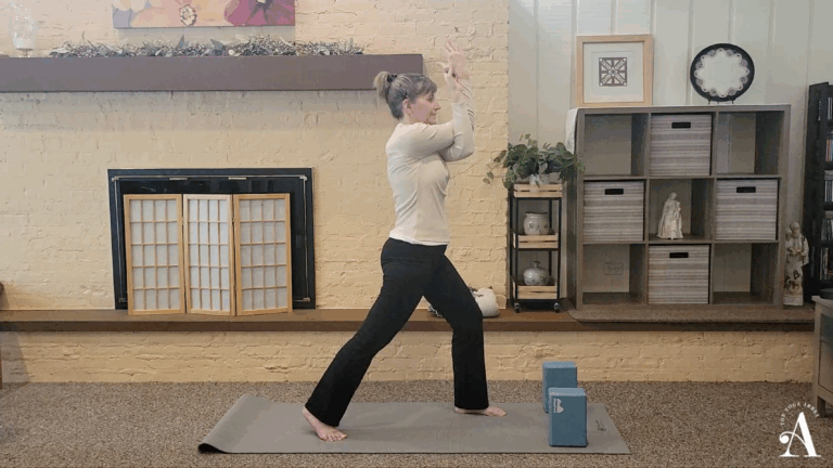 Dimitra in Crescent Lunge with Eagle Arms