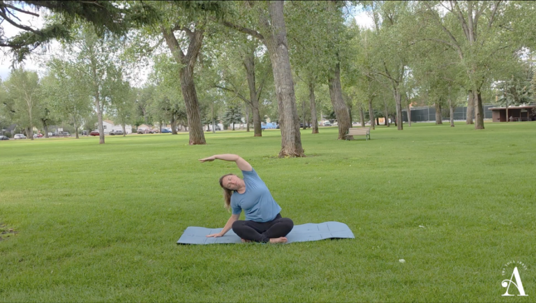 Haley Cottey in seated side bend